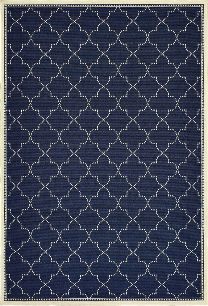 Oriental Weavers Marina Navy/ Ivory Geometric Indoor/Outdoor Rug 8'6"X13'