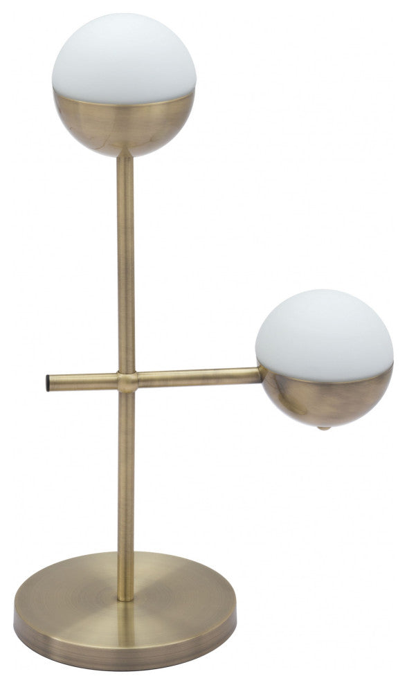 White and Brushed Bronze Crossed Table Lamp
