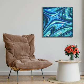 Ocean Waves I & II Crystallus Epoxy Coated Wrapped Framed Blue Canvas Wall Art