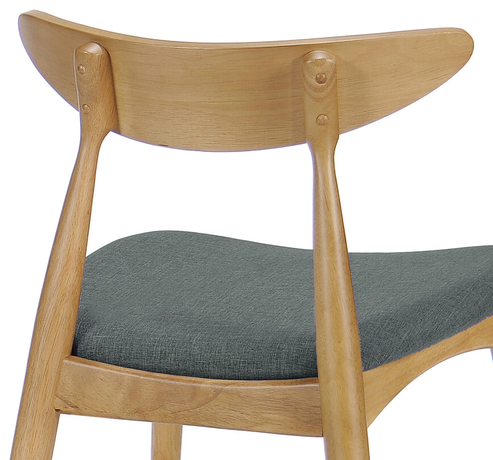 GDF Studio Issaic Mid Century Design Wood Dining Chairs, Set of 2, Gray/Oak