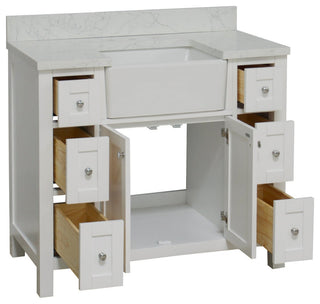 Yorkshire 42" Bathroom Vanity, White, Engineered Marble