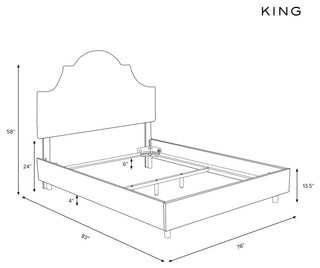 High Arched Bed With Border, Velvet Ink, King