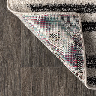 Khalil Modern Berber Stripe Area Rug, Cream/Black, 12 Ft. X 15 Ft.