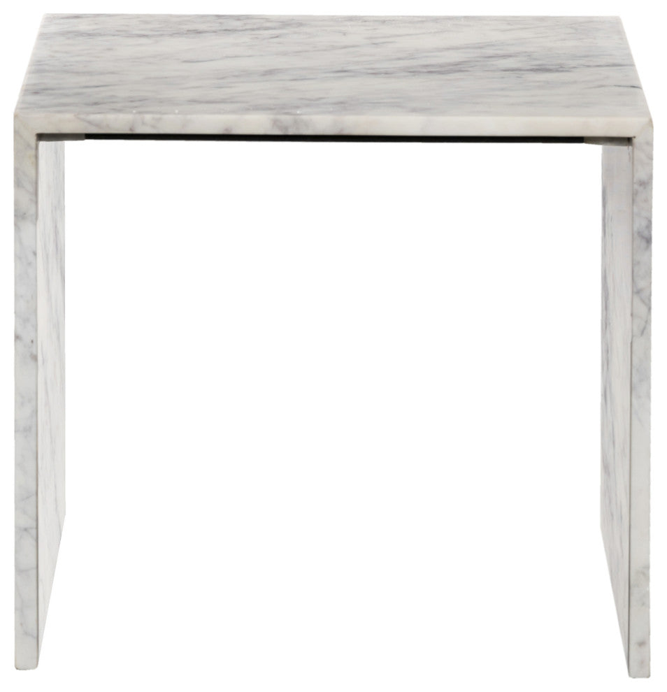 Canova Marble End Table, White, End Table