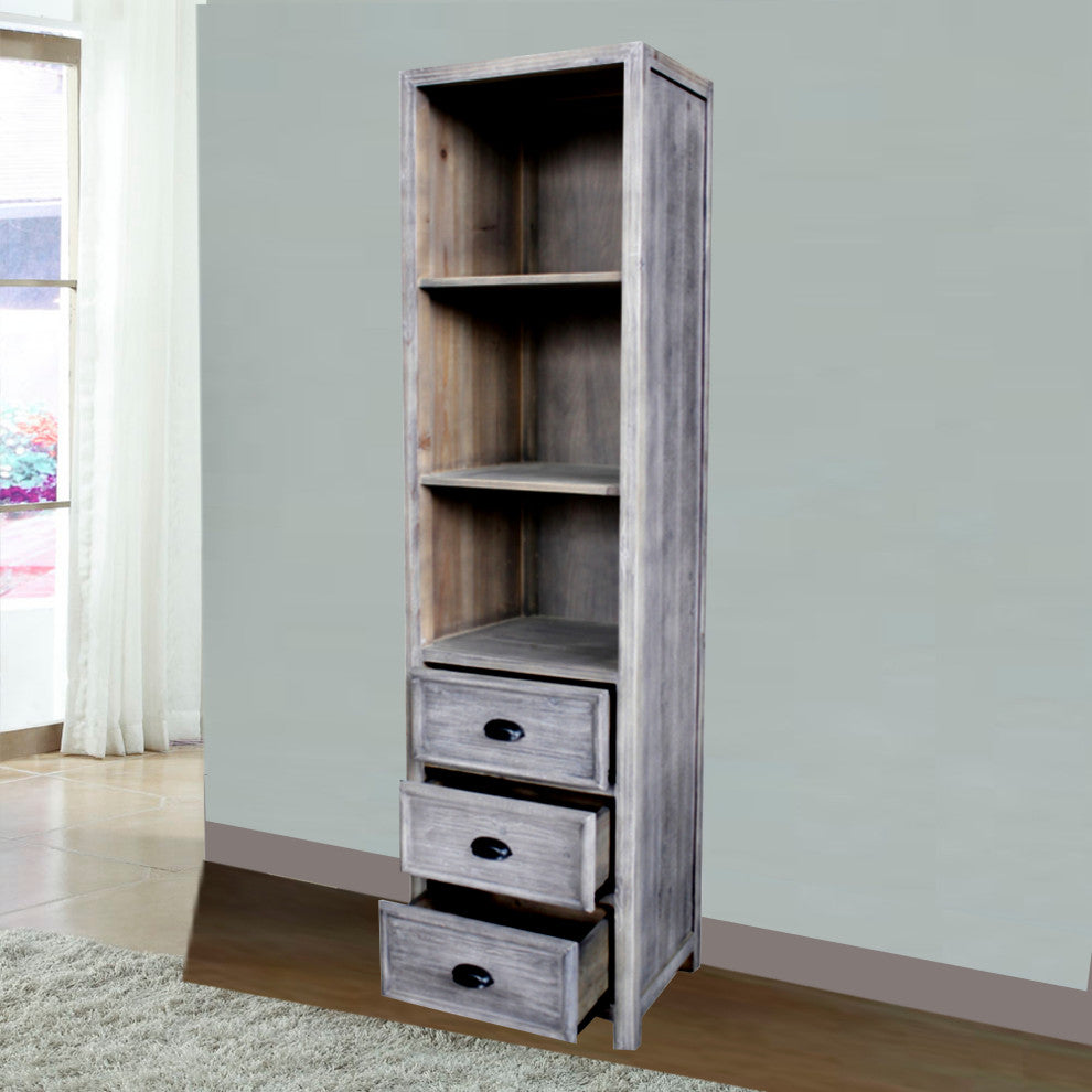 75" Rustic Solid Fir Side Cabinet, Gray
