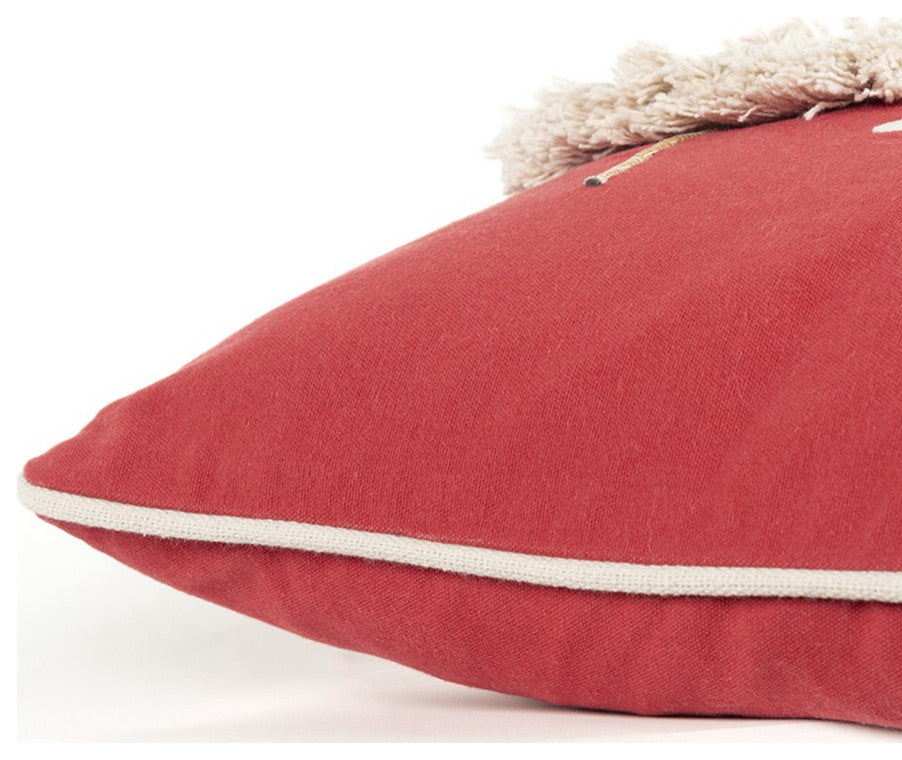 Boho Christmas Tree Trio Red and Cream Decorative Throw Pillow