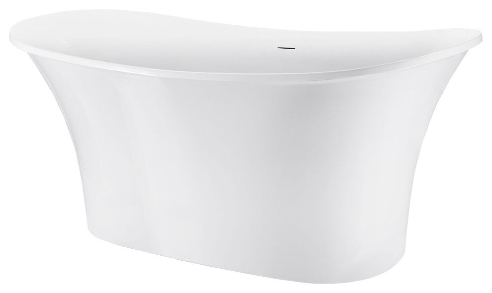 59" Acrylic Freestanding Double Slipper Soaking Bathtub, White