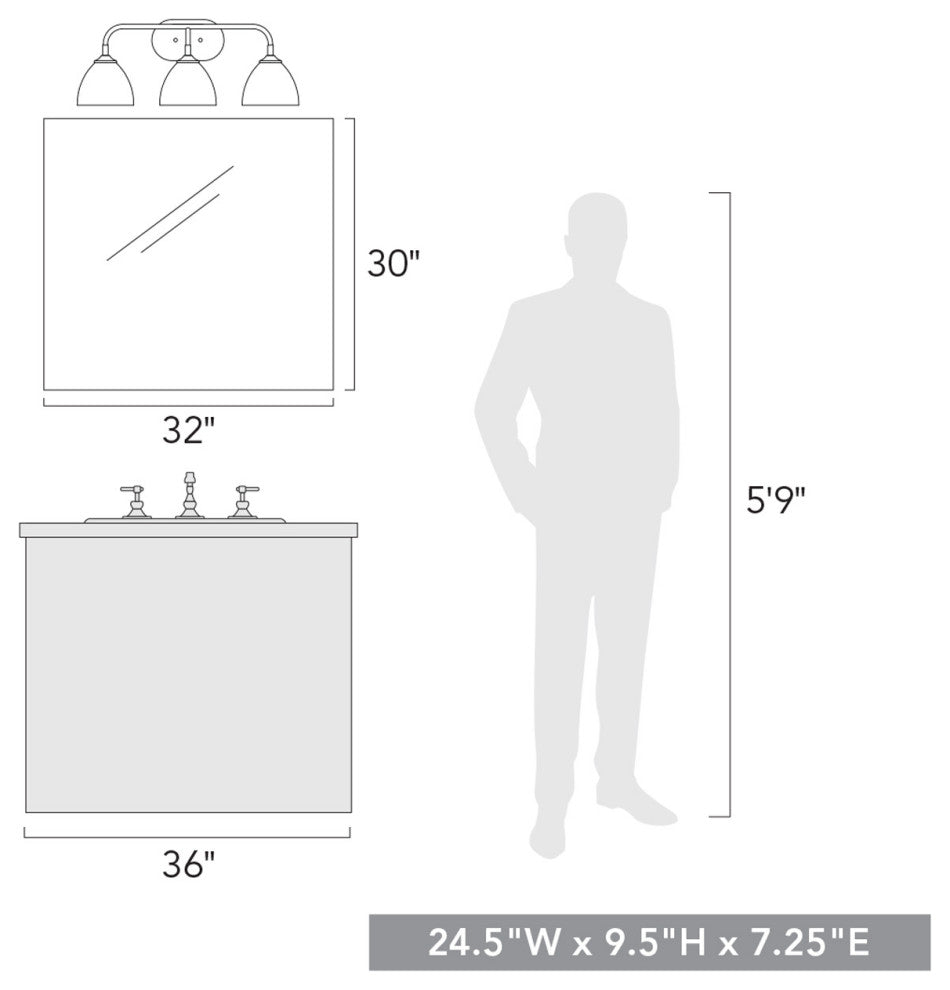 Zoey 3 Light Bath Vanity, Olympic Gold With White