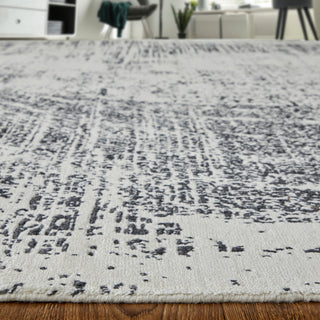 Eshwar R8928 Modern/Industrial/Global Rug, Black/White, 10'x14'