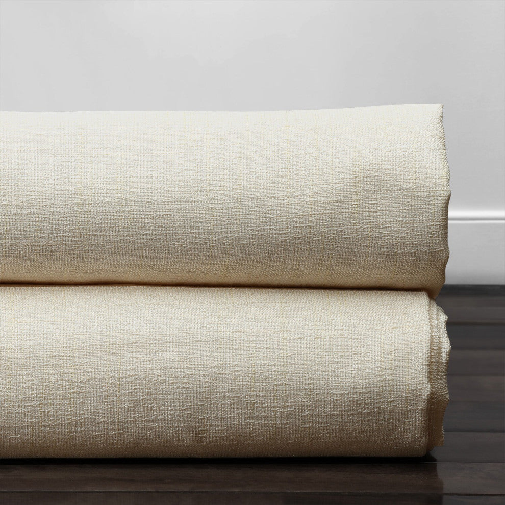 French Ivory Yarn Dyed Designer Faux Raw Textured Silk Fabric Sample, 4Wx4L