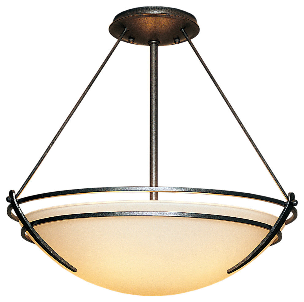 Presidio Tryne Medium Semi-Flush, Natural Iron Finish, Opal Glass