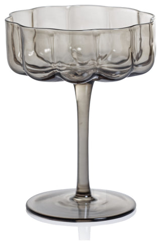 Reinhard 4-Piece Set Handblown Coupe Glasses, Smoke