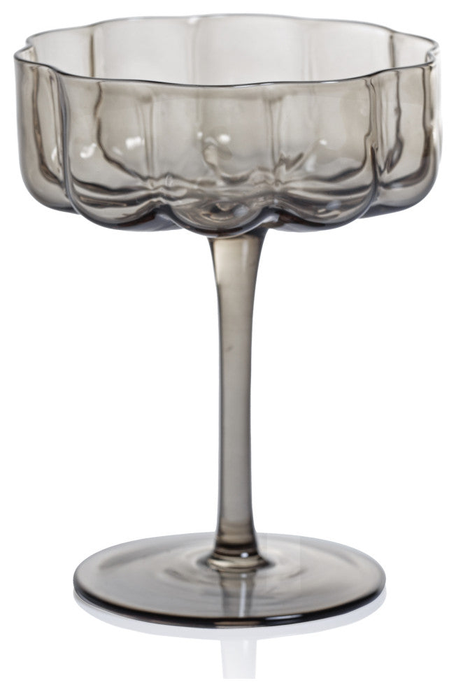 Reinhard 4-Piece Set Handblown Coupe Glasses, Smoke