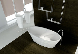 ADM Layered Freestanding Bathtub, White, 71", Matte White