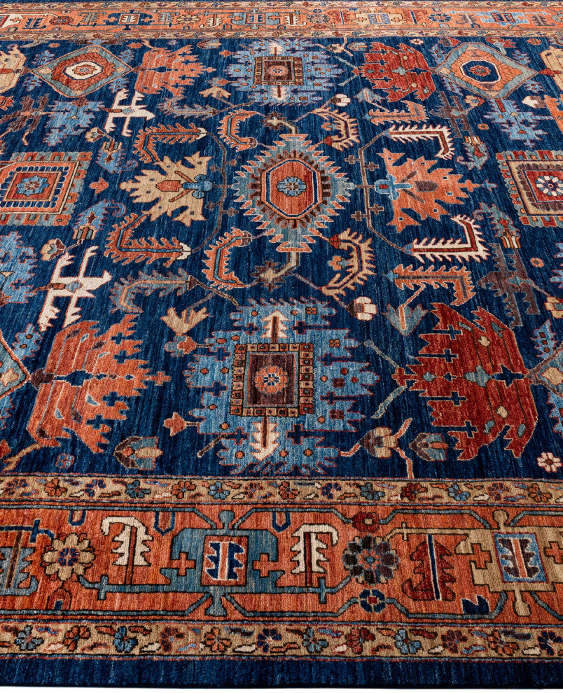Serapi One-of-a-Kind Hand-Knotted Area Rug Blue, 8'11" x 11'9"