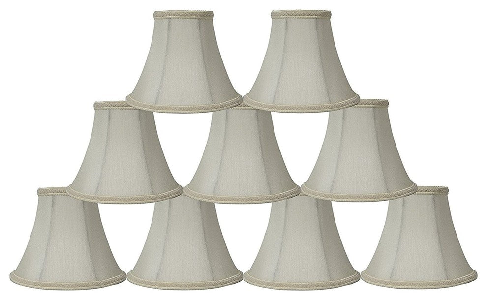 Silk Bell Chandelier Lamp Shade, 3x6x5", Eggshell, Braided, Set of 9