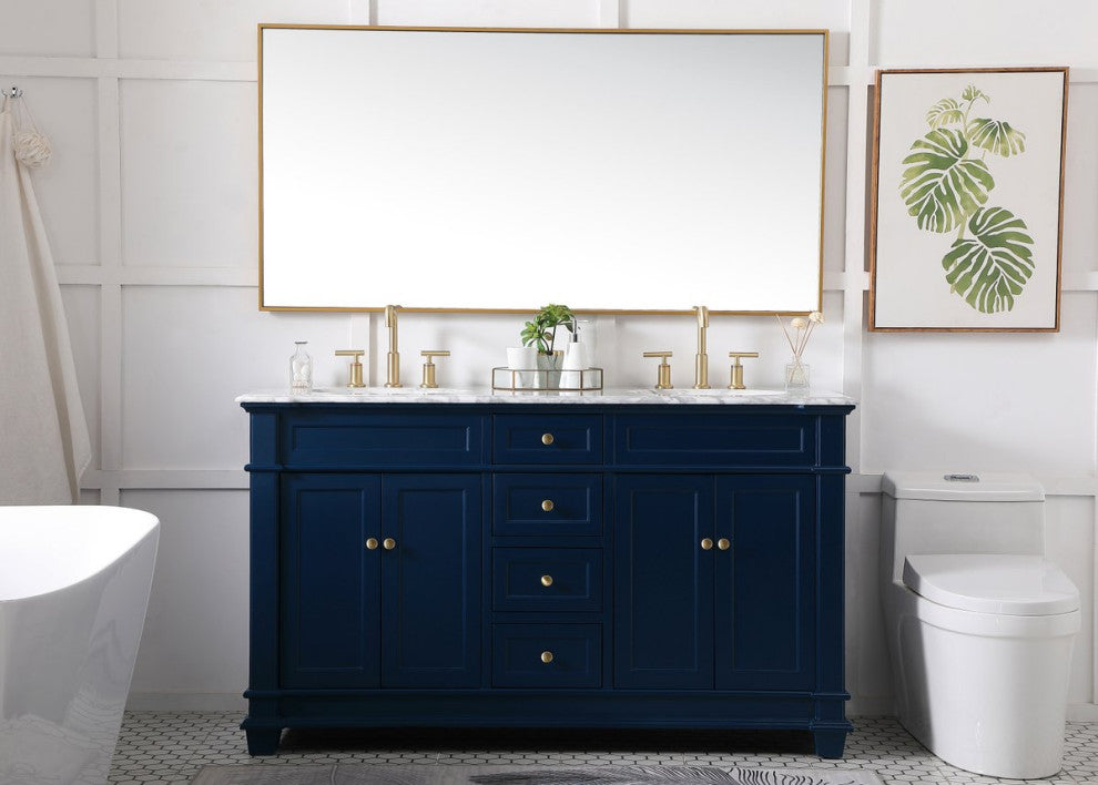 Home Living 60" Double Bathroom Vanity Set, Blue