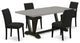 5-Piece Set, 4 Chairs and Rectangular Table, Black