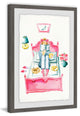 "Pink Bed Reading" Framed Painting Print, 16"x24"