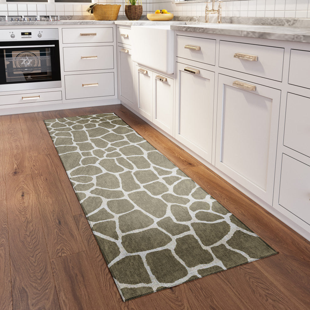 Indoor/Outdoor Mali ML4 Stone Machine Washable 2'3" x 10' Runner Rug