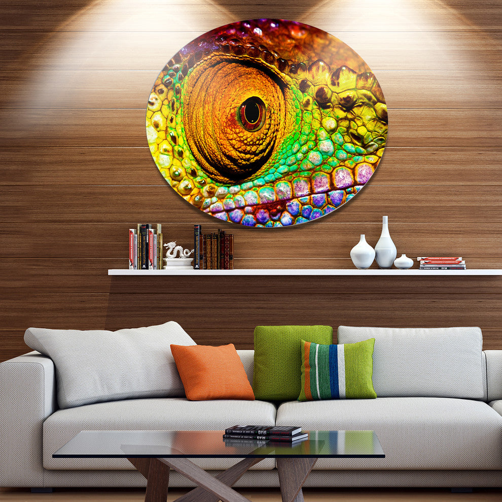 Multicolor Scaly Skin Of Lizard, Animal Large Disc Metal Wall Art, 36"