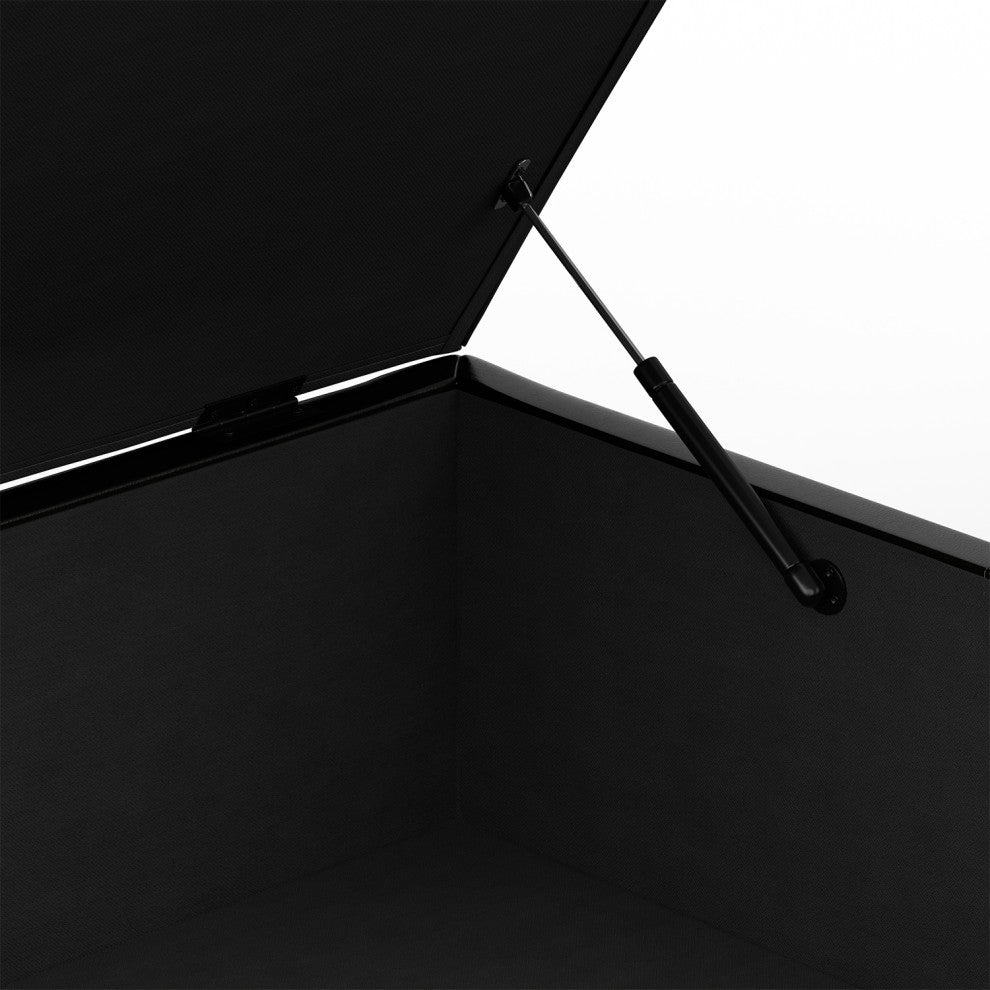 Gabbie Square Coffee Table Storage Ottoman, Midnight Black