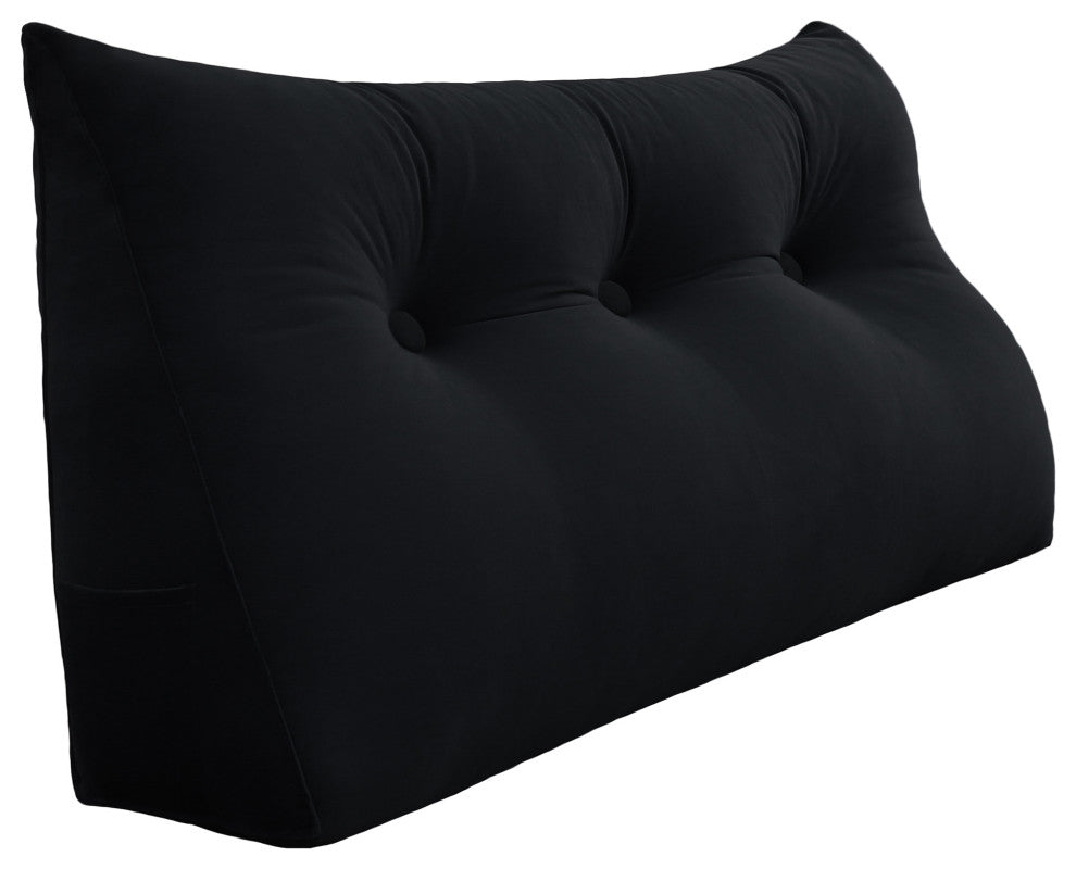 Bed Wedge Pillow Back Rest Support, Black Velvet, 39x20x8