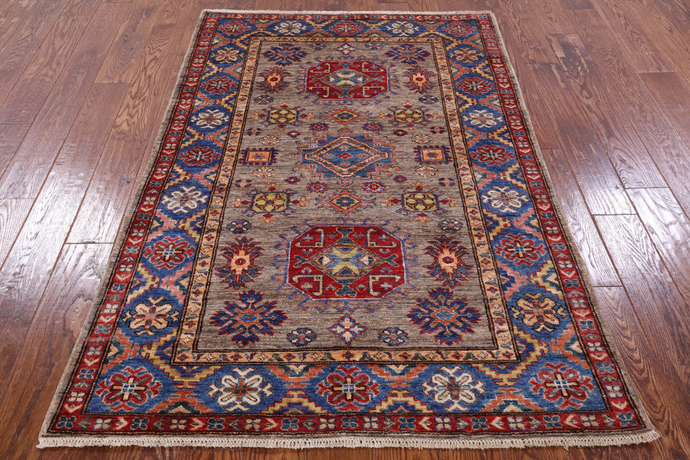 3' 10" X 5' 10" Super Kazak Hand Knotted Wool Rug Q7507