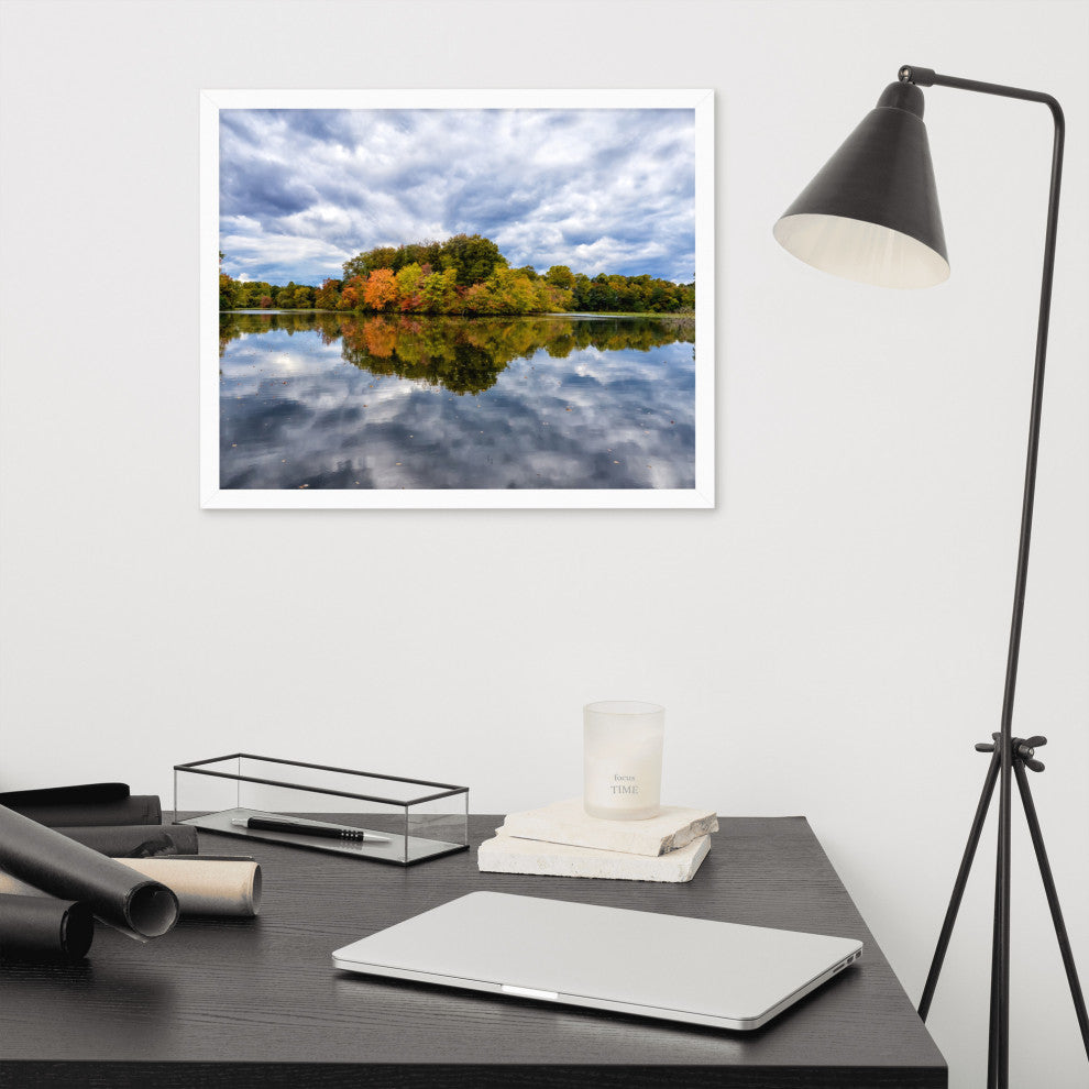 Autumn Reflections Rural Landscape Framed Photo Paper Wall Art Prints, White, 16" X 20"