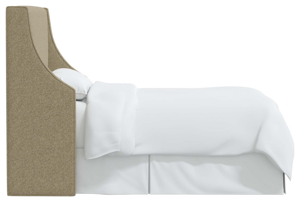 Fully Upholstered Wingback Headboard, Zuma Linen, Full