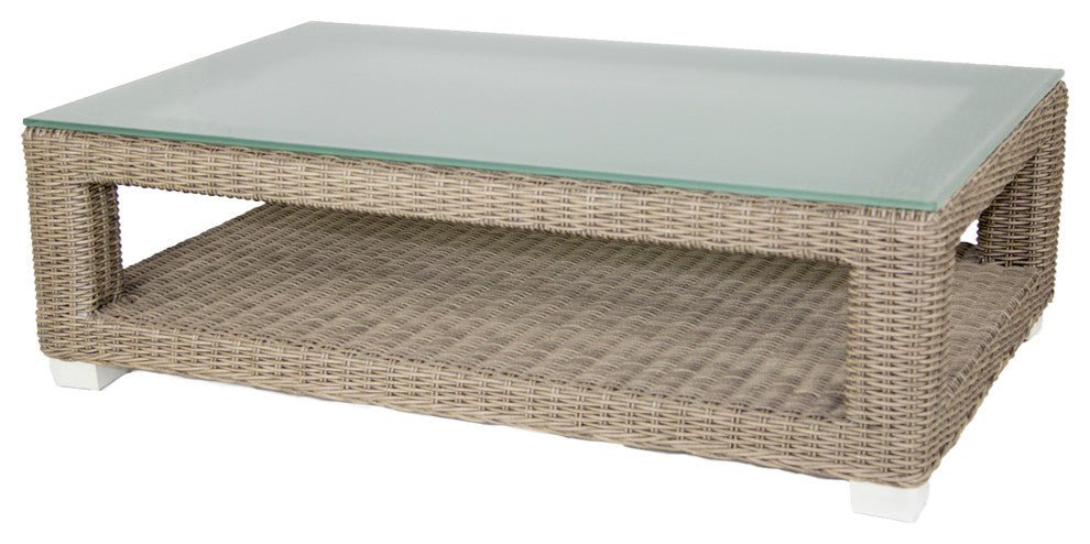 Palisades Outdoor Coffee Table With Tempered Glass Top
