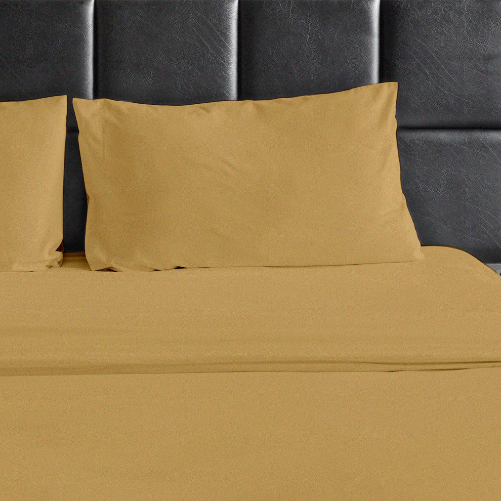 Bluff City Bedding, 1800 Thread Count 4-Piece Set, Gold, Queen