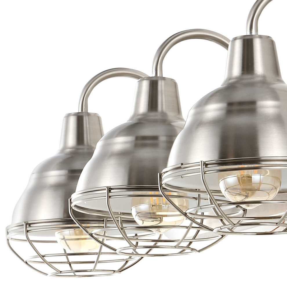 Levi 24.5" 3-Light Industrial Farmhouse Iron LED Vanity, Nickel