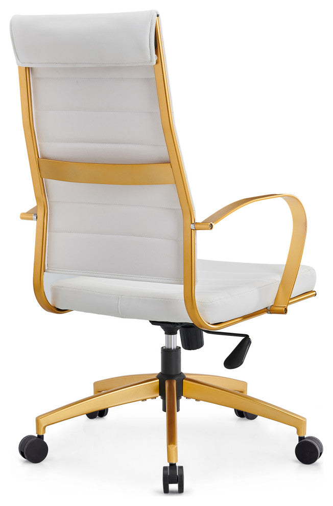 LUXMOD High Back Adjustable Swivel Computer Chair, Gold White