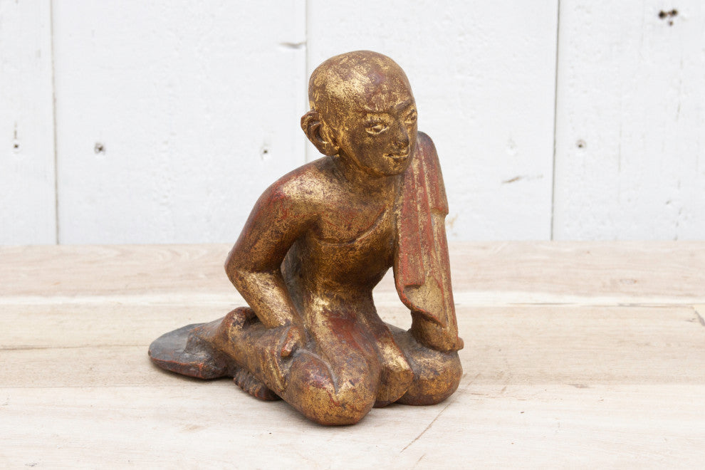 Small Carved & Painted Monk Figure