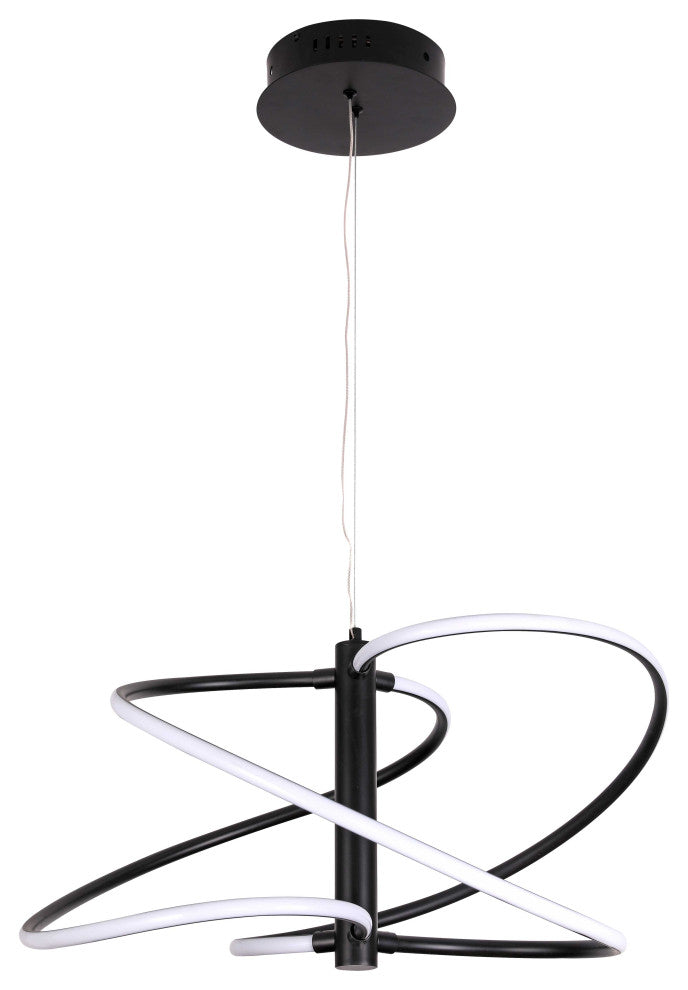 Romy Contemporary 1 Light Matte Black White Metal Pendant