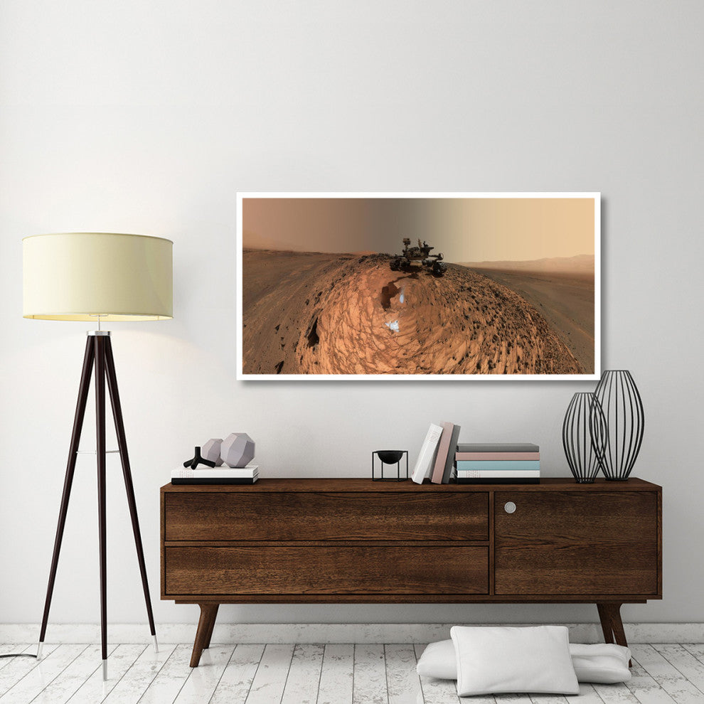 "Curiosity Self-Portrait, Buckskin Drilling Site, Mt Sharp" Paper Art, 62"x32"