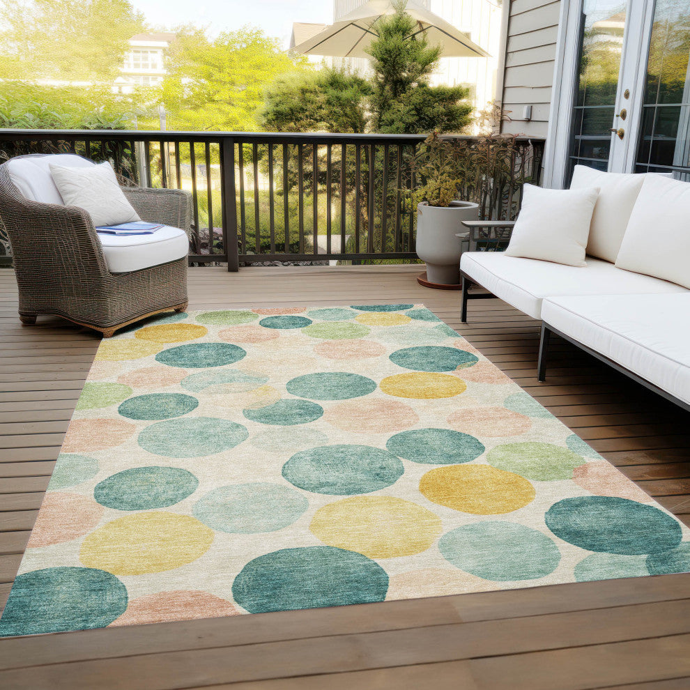 Machine Washable Indoor/Outdoor Chantille ACN1898 Teal 3' x 5' Rug