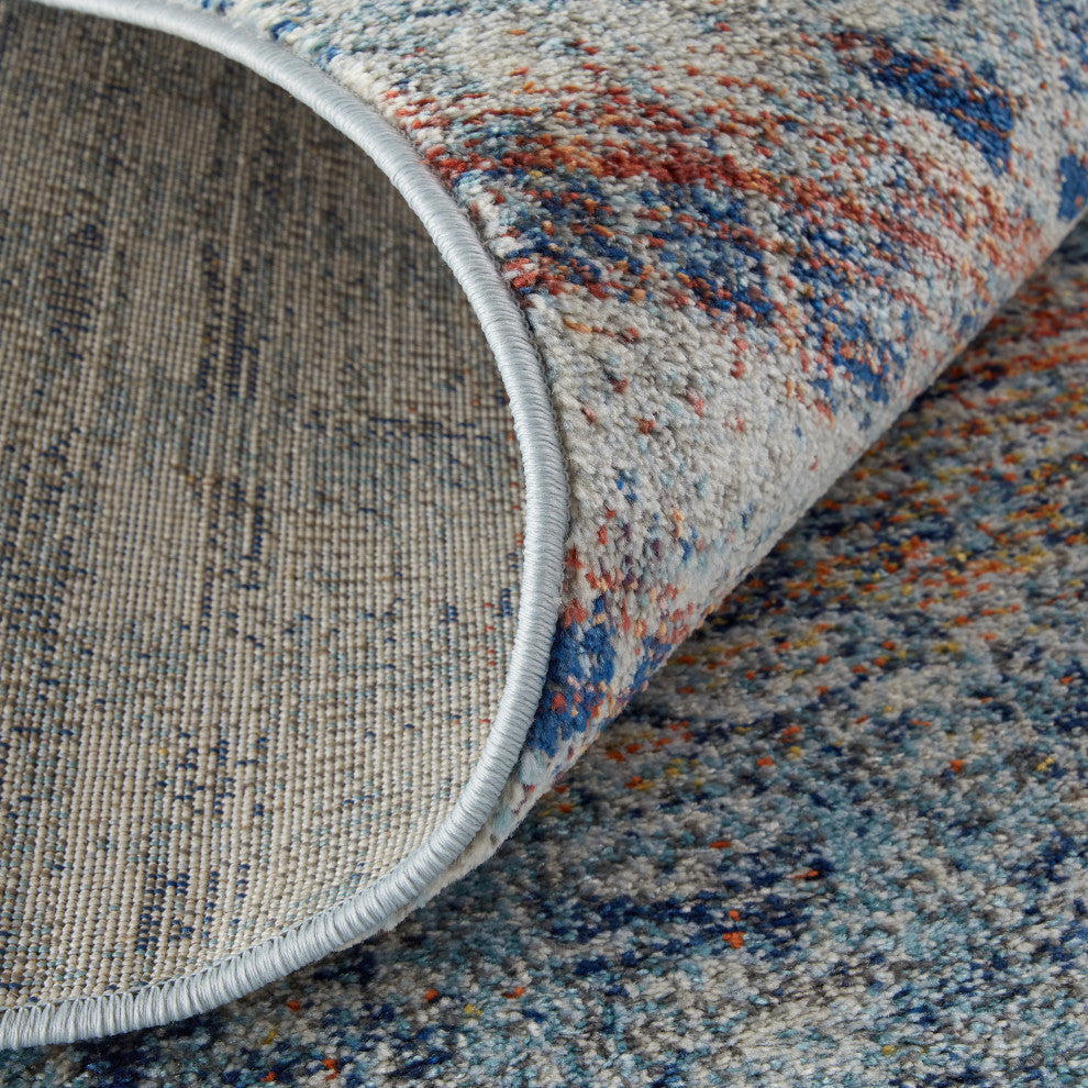 Weave & Wander Adelmo Abstract Contemporary Rug, Blue/Multi, 7'10"x10'