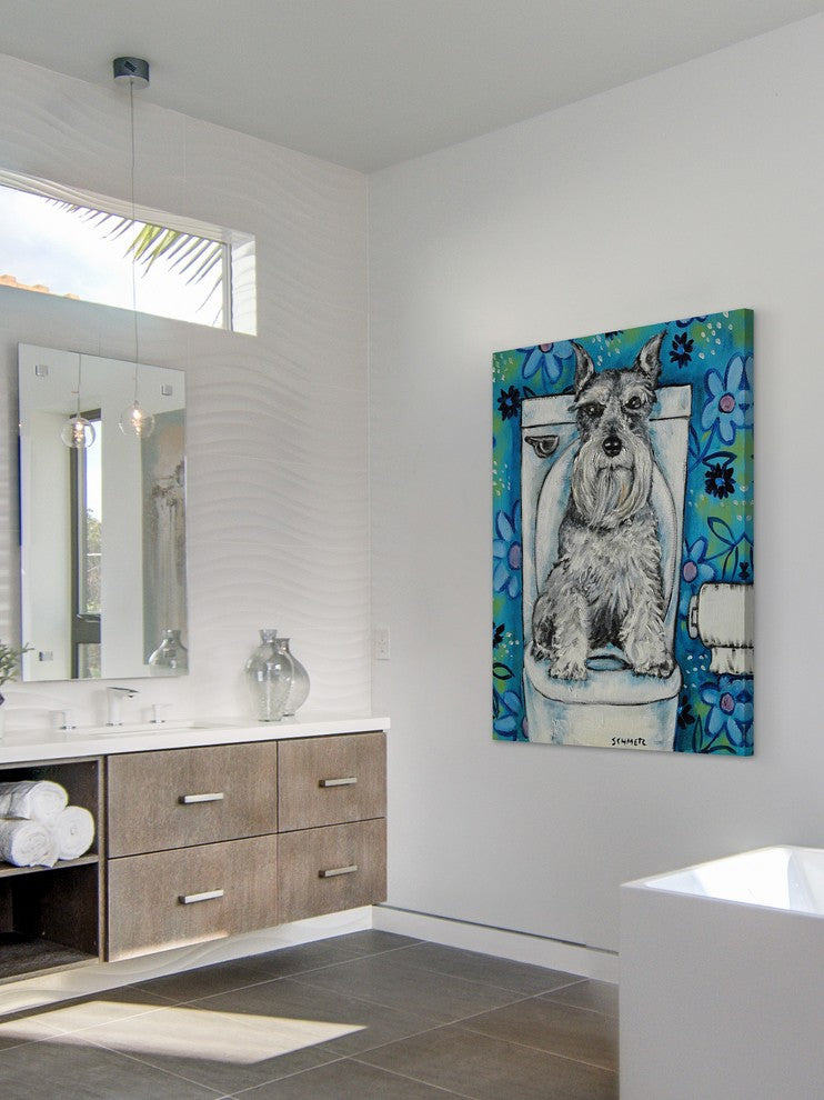 "Schnauzer" Painting Print on Wrapped Canvas, 20"x30"