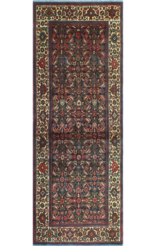 Fine Vintage Distressed Demet Charcoal/Ivory Runner, 3'4 x 9'5