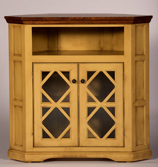 42" Shelter Bay Corner Credenza, Soft White, Caribbean Rum