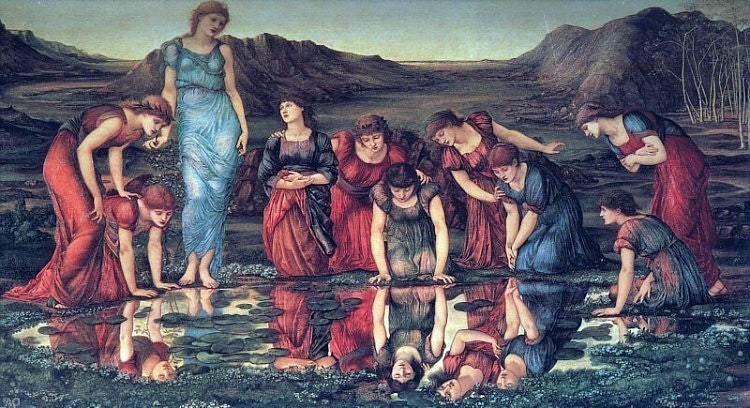 Sir Edward Burne-Jones The Mirror of Venus, Gallery Wrapped Canvas, 15"x30"