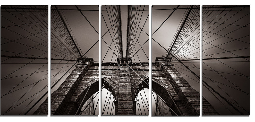 Brooklyn Bridge in NYC USA, Extra Large Canvas Print, 60"x28", 5 Panels