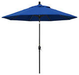 9' Matted Black Push-Button Tilt Crank Aluminum Umbrella, Pacific Blue Pacifica