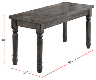 Rectangular Wooden Bench, Weathered Gray