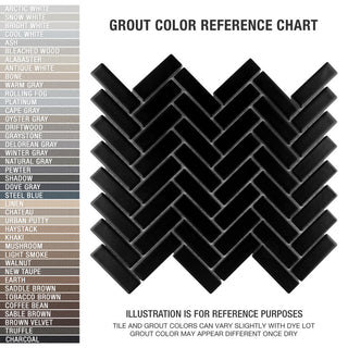 Metro Brick Herringbone Matte Black Porcelain Floor and Wall Tile