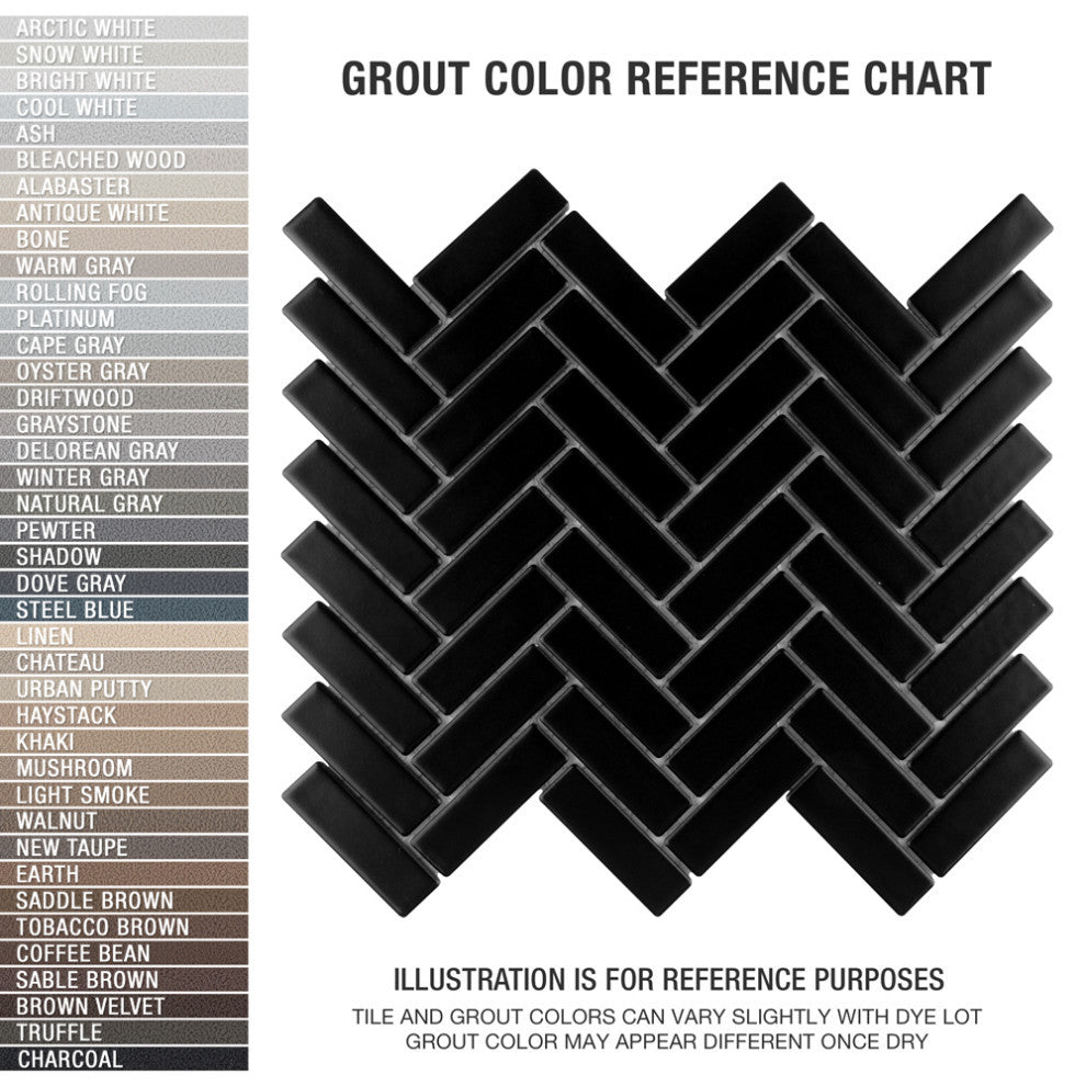 Metro Brick Herringbone Matte Black Porcelain Floor and Wall Tile
