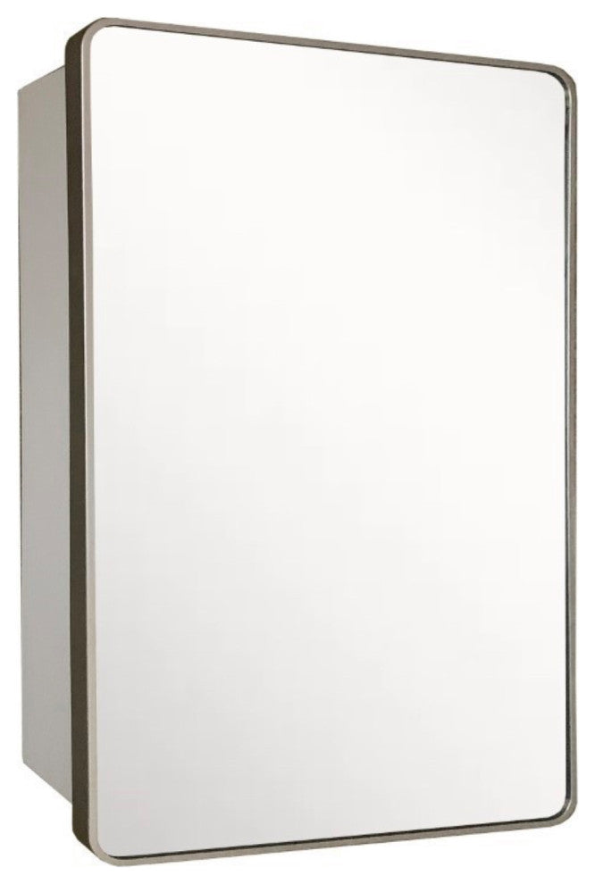 Rectangular Metal Frame Medicine Cabinet, Brushed Silver