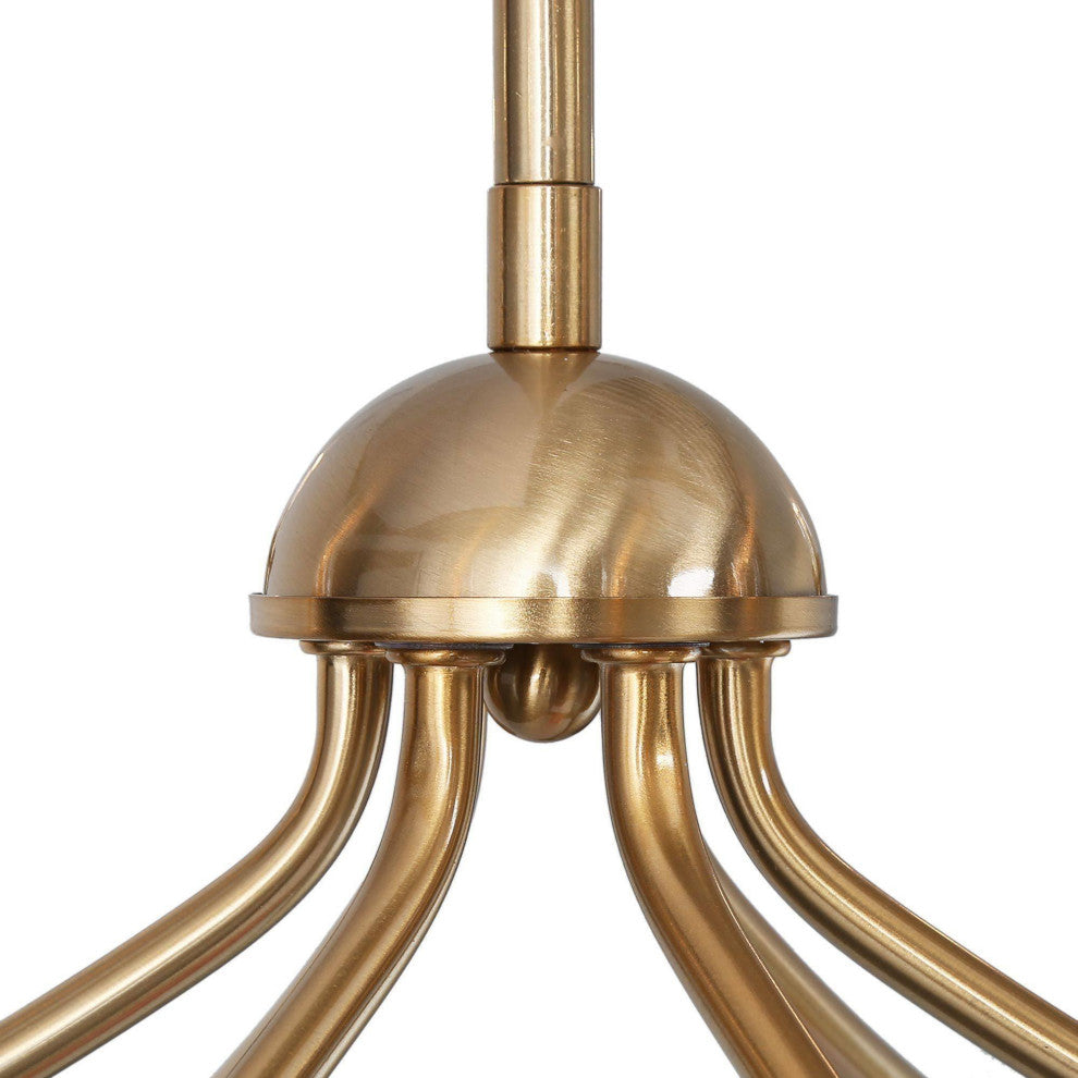 LNC 6-Lights Modern Polished White Candle Fabric Gold Chandelier